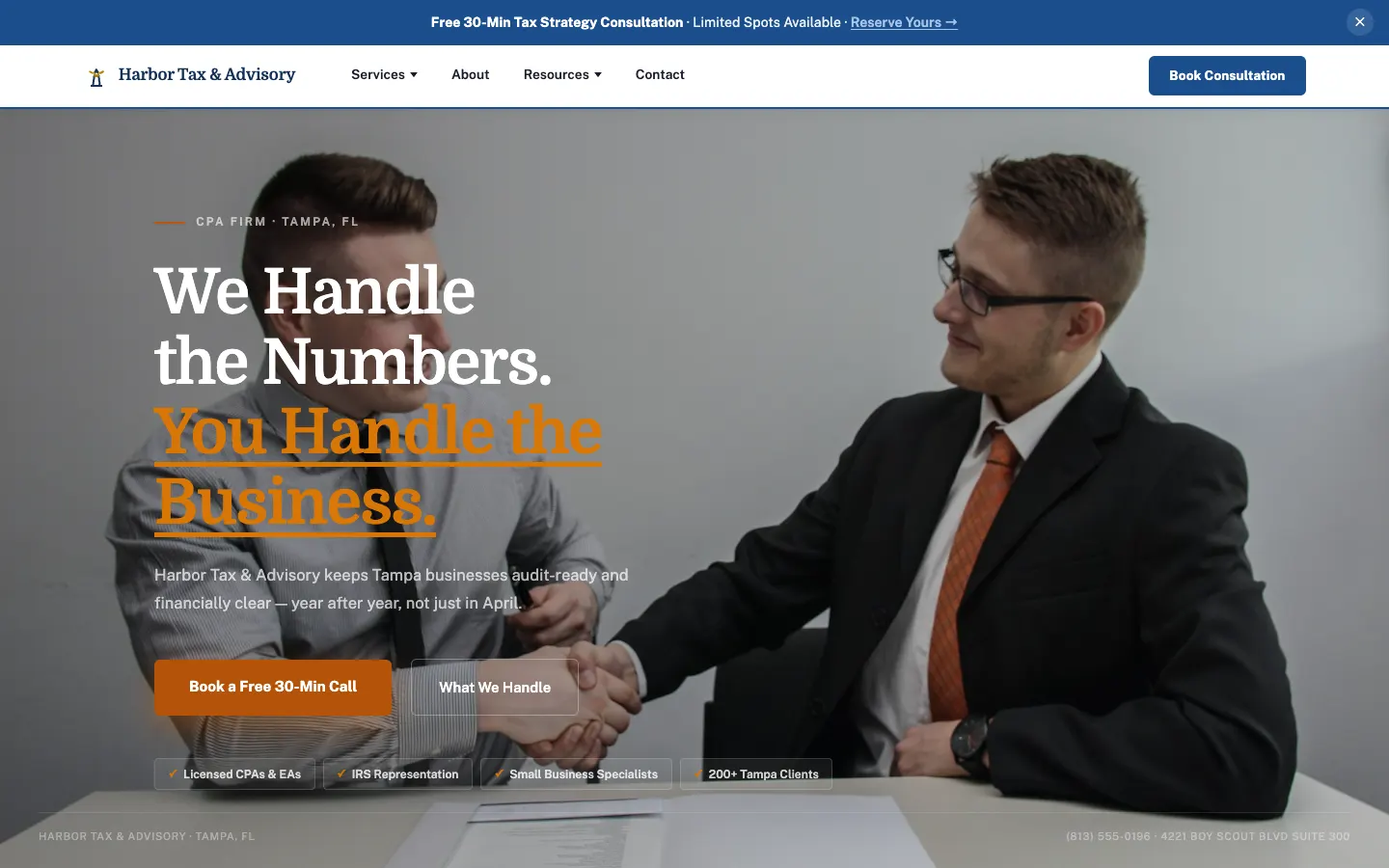 Accounting and tax firm website built on WorkspaceCMS