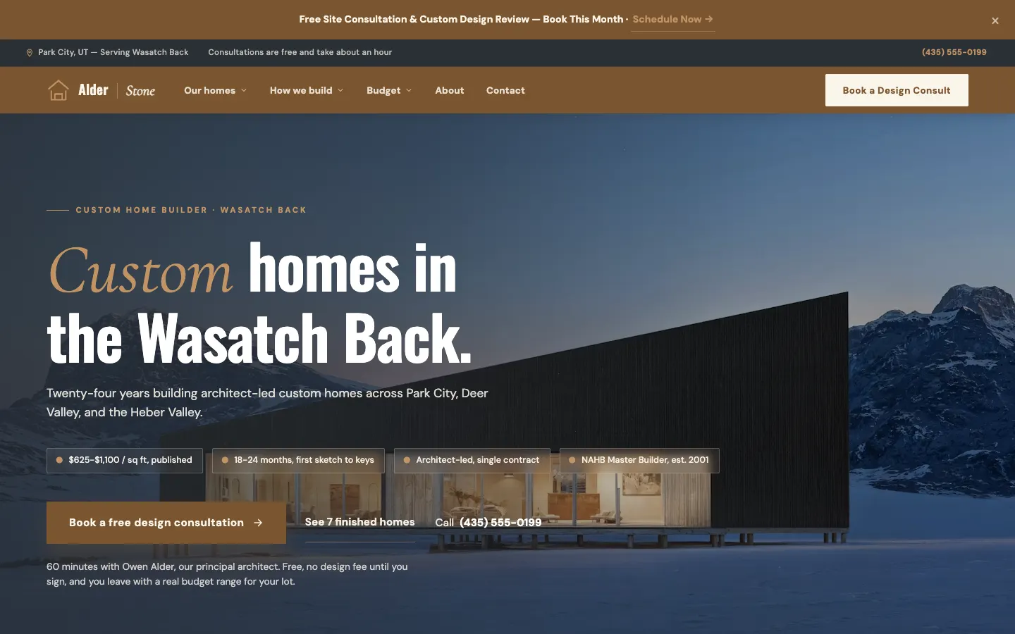 Custom home builder website built on WorkspaceCMS