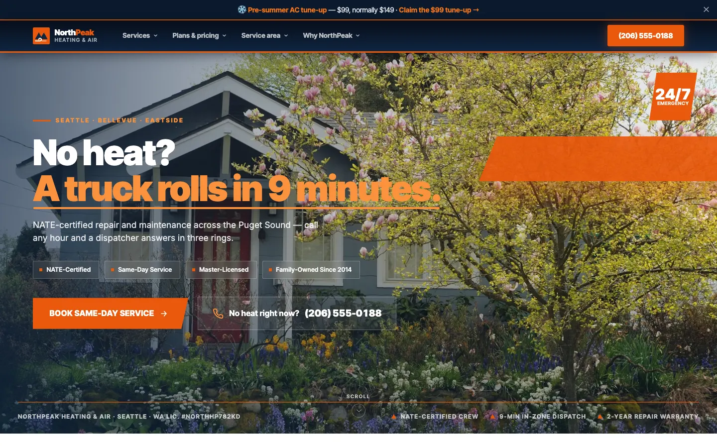 HVAC contractor website built on WorkspaceCMS