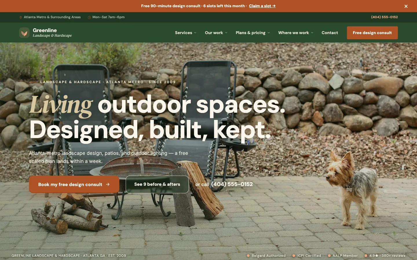 Landscape and hardscape website built on WorkspaceCMS