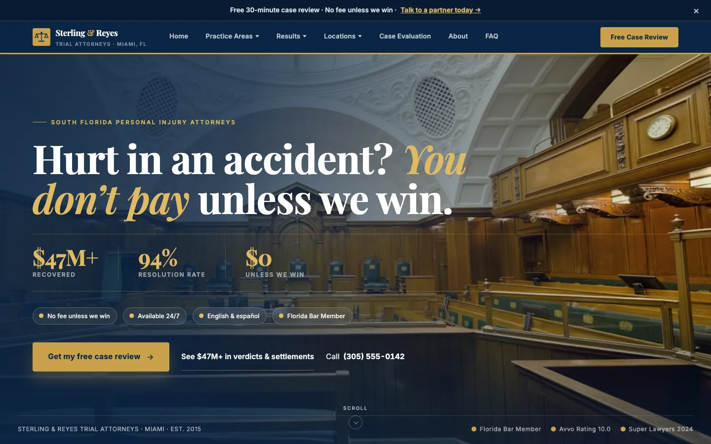 Personal injury law firm website built on WorkspaceCMS