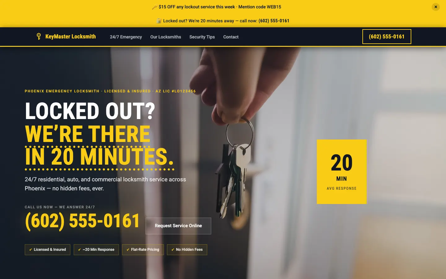 Locksmith and security website built on WorkspaceCMS