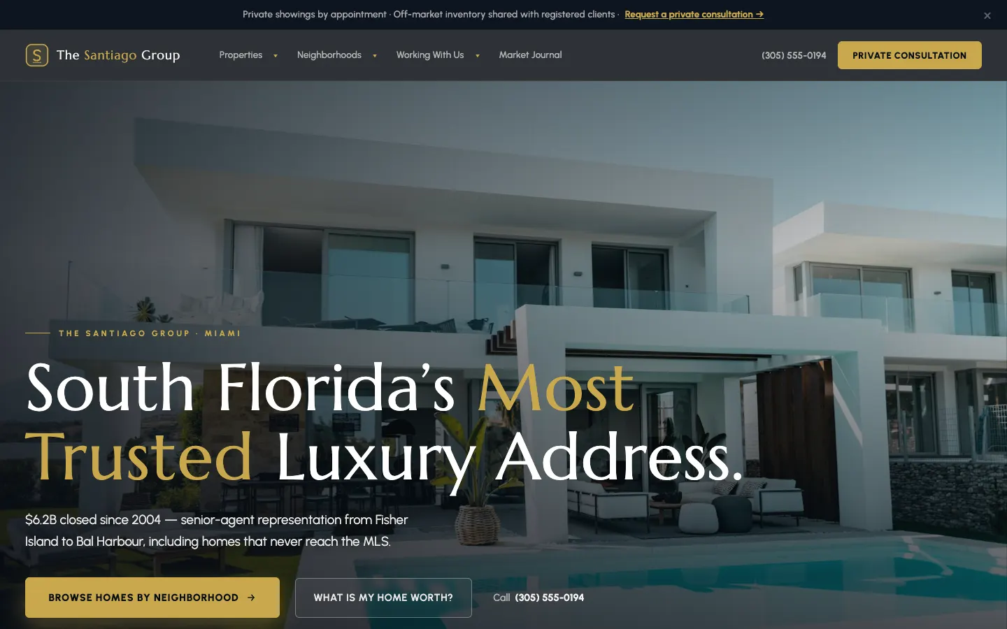 Luxury real estate team website built on WorkspaceCMS