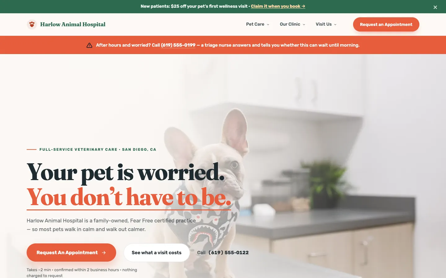 Veterinary hospital website built on WorkspaceCMS
